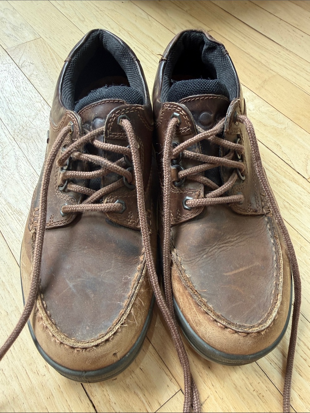 Ecco Men's Brown Leather Lace-Up Slip-On Loafers